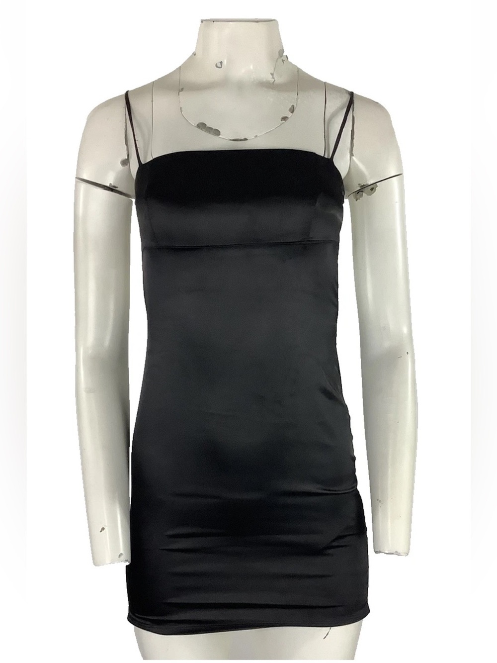White Fox Sz XS Ultra Mini Bodycon Satin Tie Open Back Club Party Dress Black
